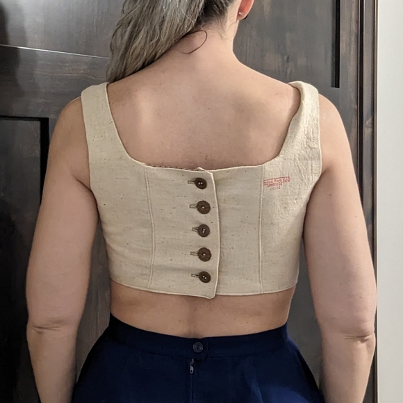 VINTAGE FEED SACK cropped top S (A1) - Picture 4 of 10